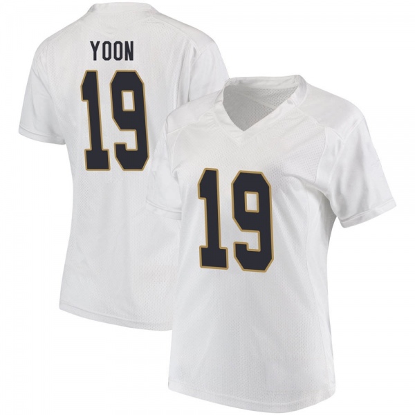 Justin Yoon Notre Dame Fighting Irish NCAA Women's #19 White Game College Stitched Football Jersey UAB3155CC